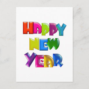 HAPPY NEW YEAR fun 3D-like Greeting Cards