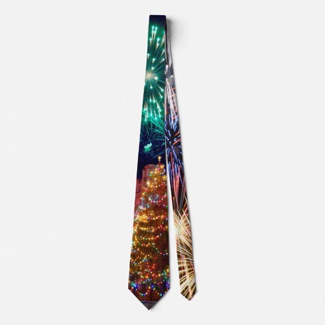 Happy New Year | Funny Fireworks Pattern Tie (Front)