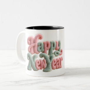 Happy New Year Fuzzy Plush Two-Tone Coffee Mug