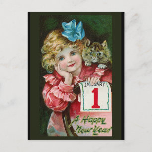 "Happy New Year Girl" Postcard