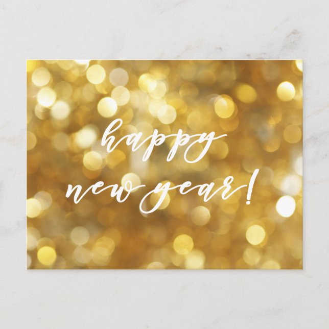 Happy New Year Glamourous Gold Sparkles Postcard (Front)