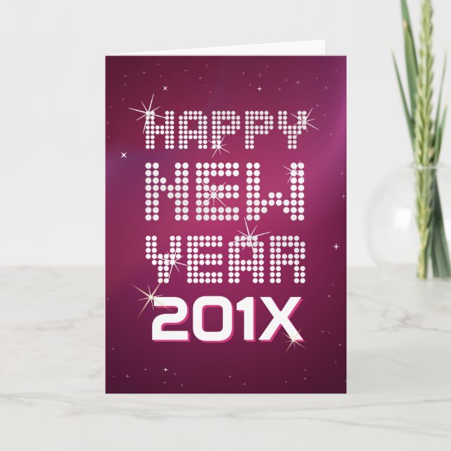 Happy New Year Glitter Glam greeting card (Front)