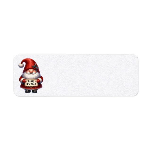 Happy New Year Gnome Address Labels (Front)