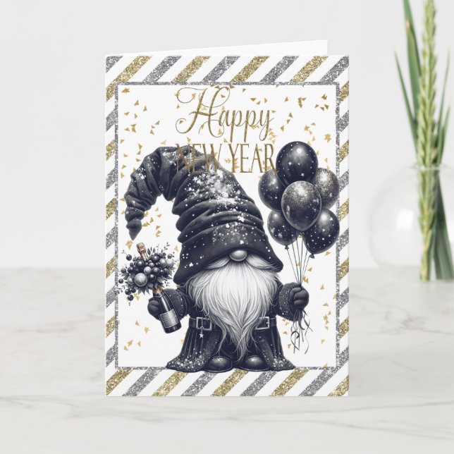 Happy New Year Gnome Card (Front)