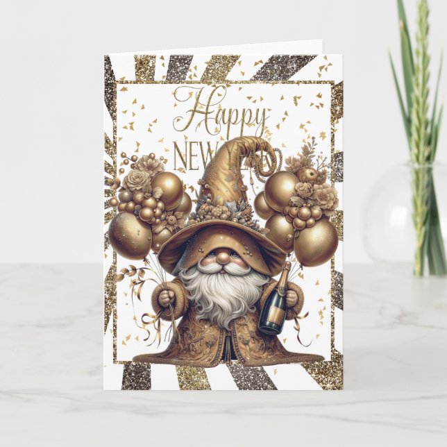 Happy New Year Gnome Card (Front)