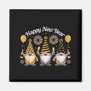 Happy New Year Gnome Confetti Fireworks New Year's Magnet