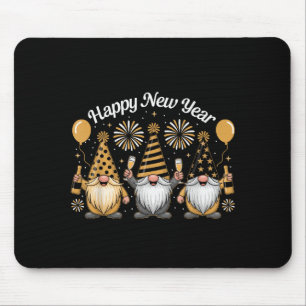 Happy New Year Gnome Confetti Fireworks New Year's Mouse Pad