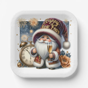 Happy New Year Gnome  Paper Plate
