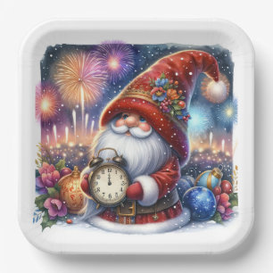 Happy New Year Gnome  Paper Plate