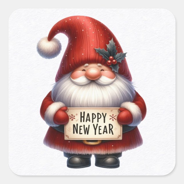 Happy New Year Gnome Stickers (Front)