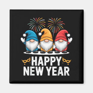 Happy New Year Gnomes For Party Lovers And Festive Magnet