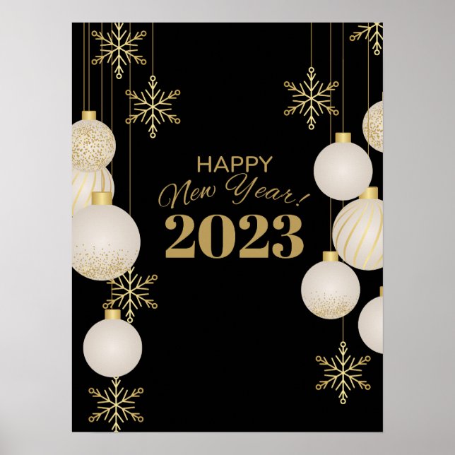  Happy new year gold black Poster (Front)