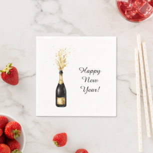 Happy New Year Gold Bottle Napkin