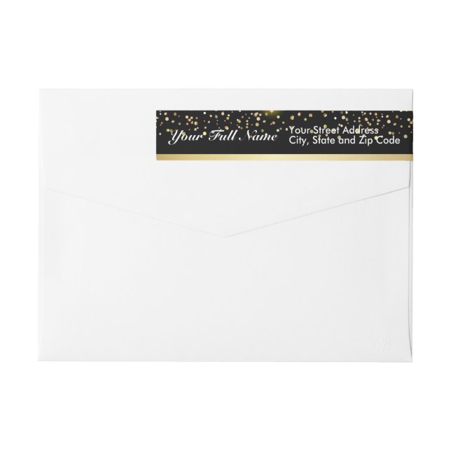 Happy New Year Gold Confetti Bokeh Lights Pattern Wrap Around Label (Back)