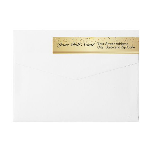 Happy New Year Gold Confetti Bokeh Lights Pattern Wrap Around Label (Back)