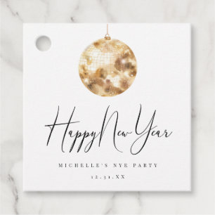 Happy New Year Gold Disco Ball  Favour Tags