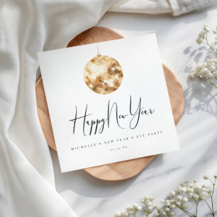 Happy New Year Gold Disco Ball  Napkin