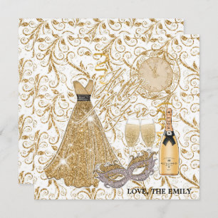 Happy New Year Gold  Holiday Card