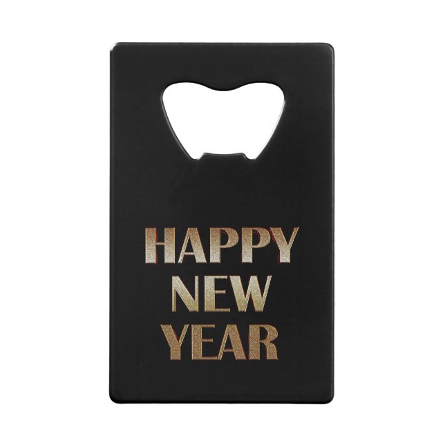 Happy New Year Gold Metallic Text Image (Front)