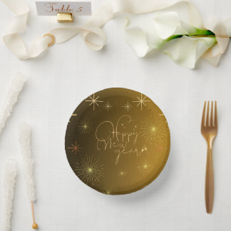 Happy New Year  -  Gold Paper Bowl Plate