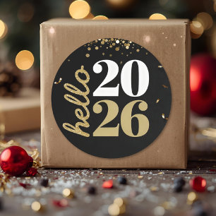 happy new year gold sparkles  classic round sticker