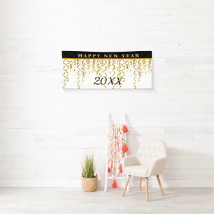 HAPPY NEW YEAR, GOLD STREAMERS BANNER
