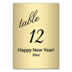 Happy New Year Gold Table Number