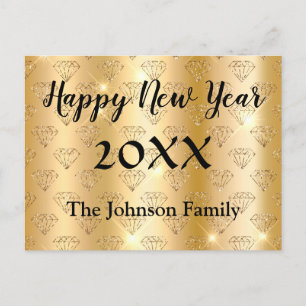 Happy New Year Golden and Black Elegant Postcard