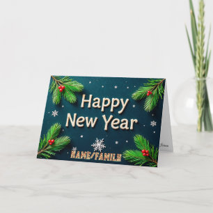 Happy New Year Golden Lettering Holiday Card