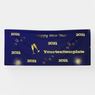happy new year, golden text 2021, personalise banner