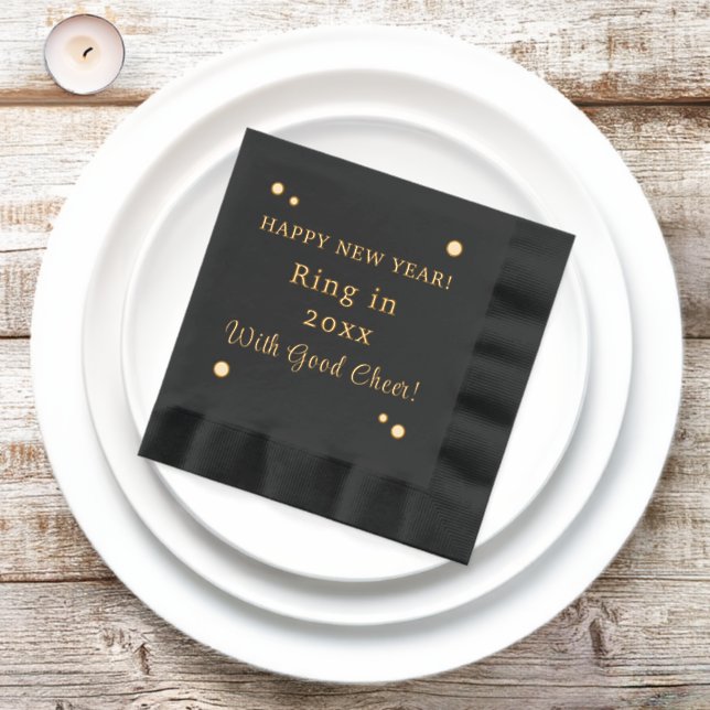 Happy New Year Good Cheer Year Polka Dots Foil Napkins (Inisitu)