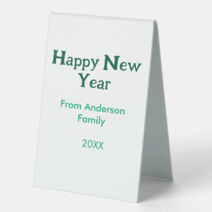 Happy new year green add family name year simple 