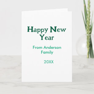 Happy new year green add family name year simple  card