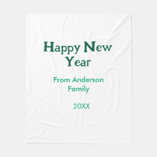 Happy new year green add family name year simple fleece blanket