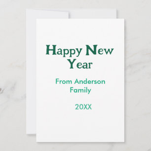 Happy new year green add family name year simple  invitation