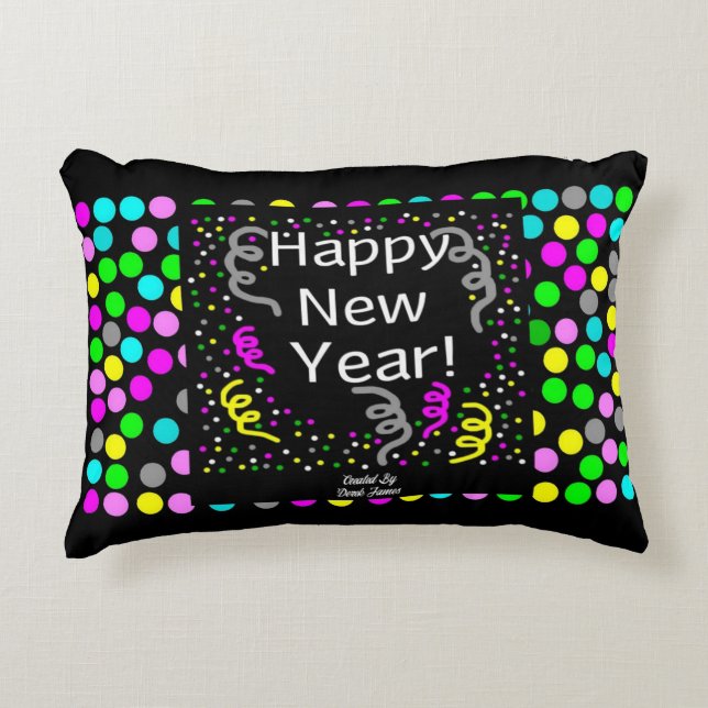 Happy New Year Greetings Accent Pillow (Front)
