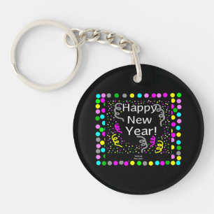 Happy New Year Greetings Circle Key Chain