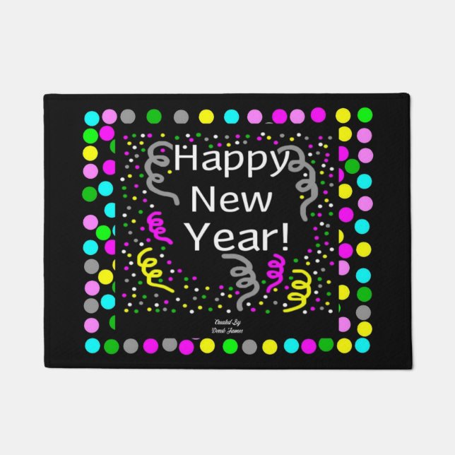 Happy New Year Greetings Door Mat (Front)