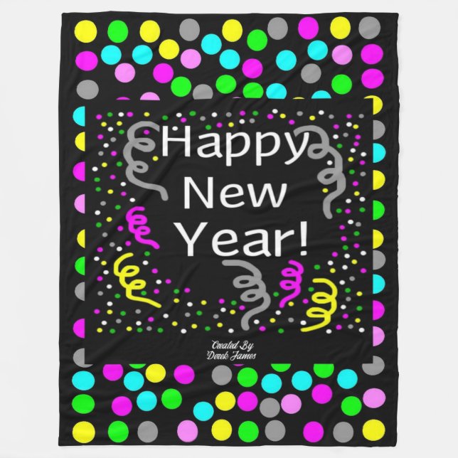 Happy New Year Greetings Large Fleece Blanket (Front)