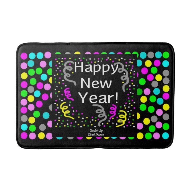 Happy New Year Greetings Medium Bath Mat (Front)