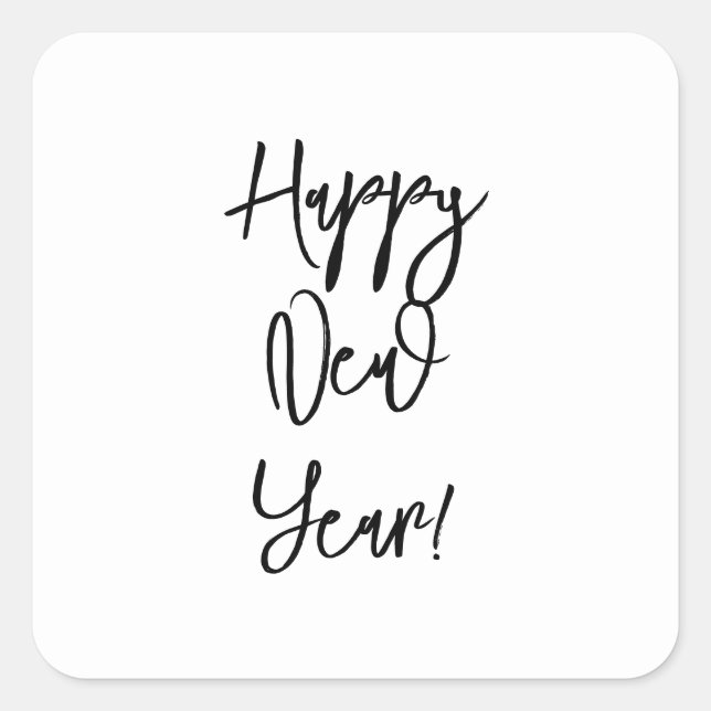 Happy New Year! Greetings Modern Cursive Text Chic Square Sticker (Front)