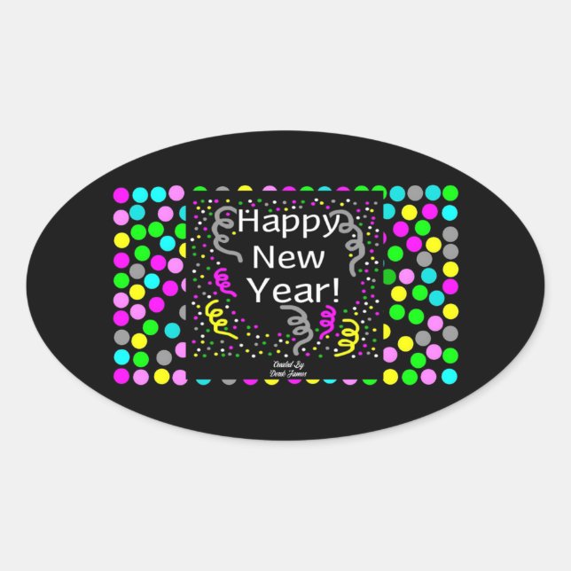 Happy New Year Greetings Oval Sticker (Front)