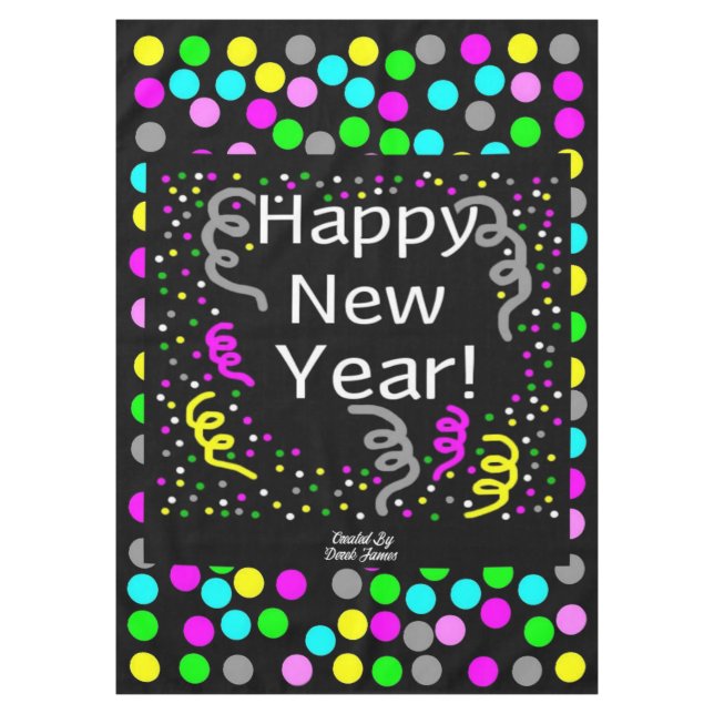Happy New Year Greetings Tablecloth (Front)