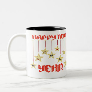 Happy New Year Greetings Two-Tone Coffee Mug