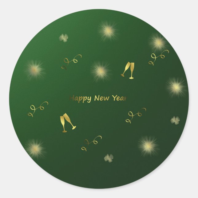 happy new year grenn sticker (Front)