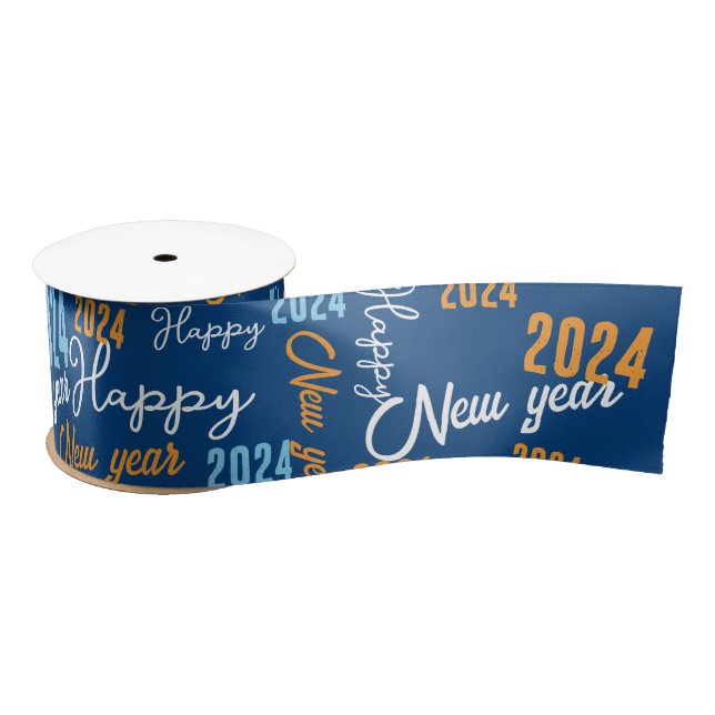 Happy New Year Grosgrain Ribbon Satin Ribbon (Spool)