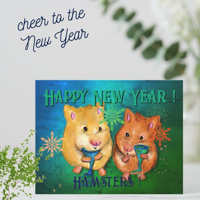 Happy New Year Hamsters ! Card (Zazzle Happy New Year Hamsters ! Card (Front))
