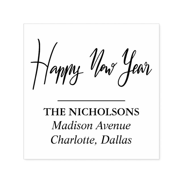 Happy New Year Handwritten Script Holiday Self-inking Stamp (Design)