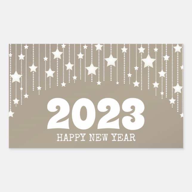 Happy New year hanging stars garland Rectangular S Rectangular Sticker (Front)