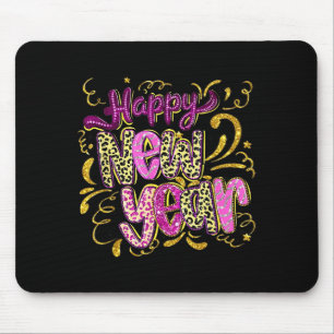 Happy New Year Hello 2026 Retro Leopard  Mouse Pad